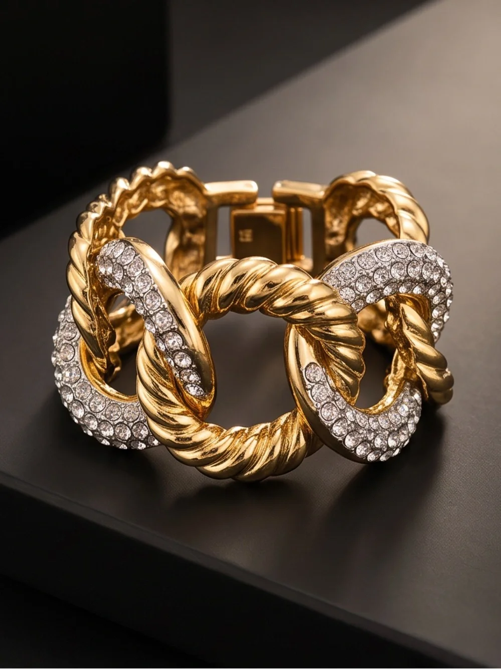 Gold Crystal Linked Brooch Pin — Women's Fashion Accessory